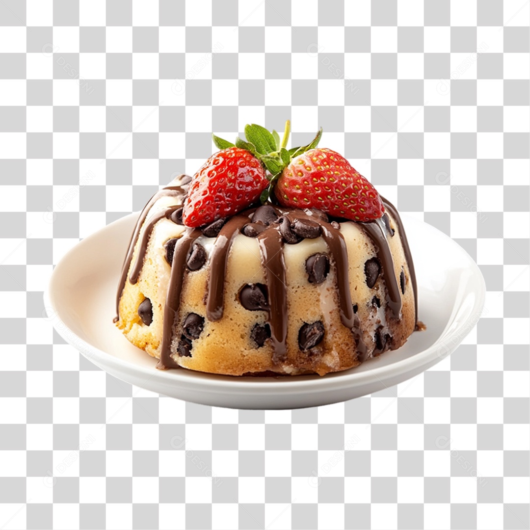 Elemento 3D Bolo no Prato PNG Transparente