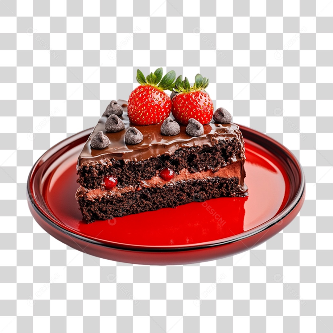 Elemento 3D Bolo no Prato PNG Transparente
