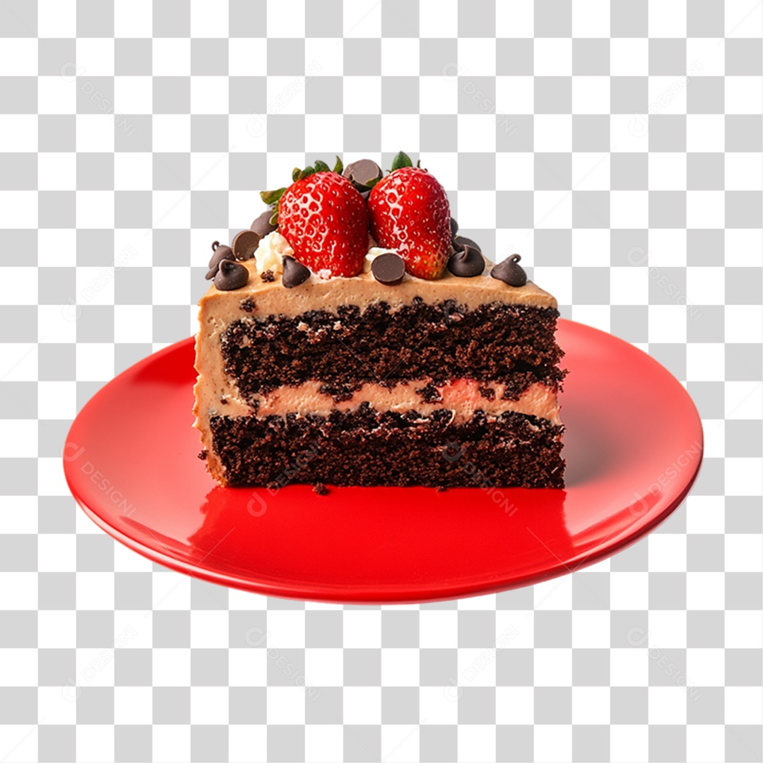 Elemento 3D Bolo no Prato PNG Transparente