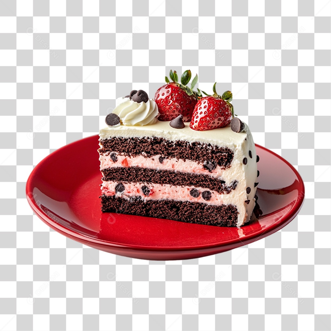 Elemento 3D Bolo no Prato PNG Transparente