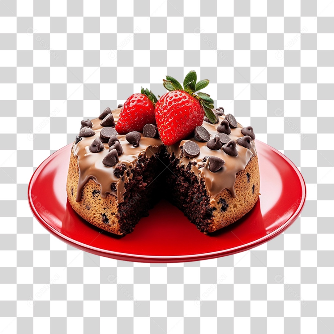 Elemento 3D Bolo no Prato PNG Transparente