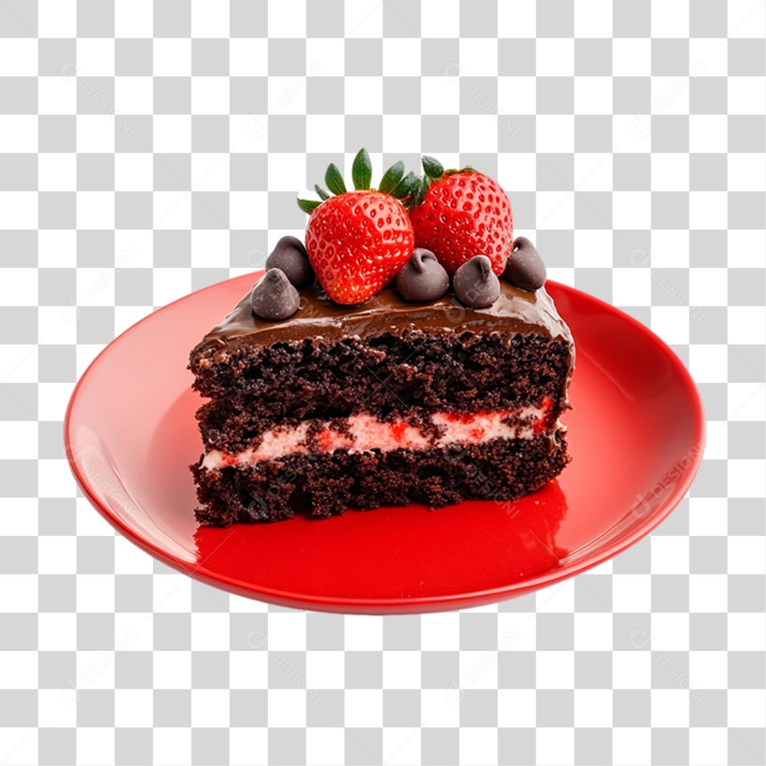 Elemento 3D Bolo no Prato PNG Transparente