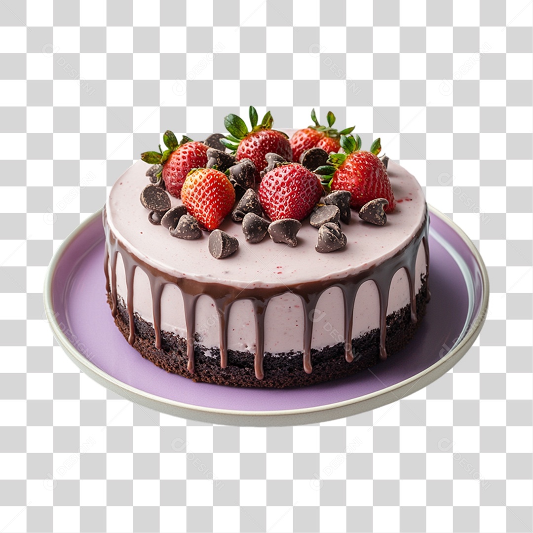 Elemento 3D Bolo no Prato PNG Transparente