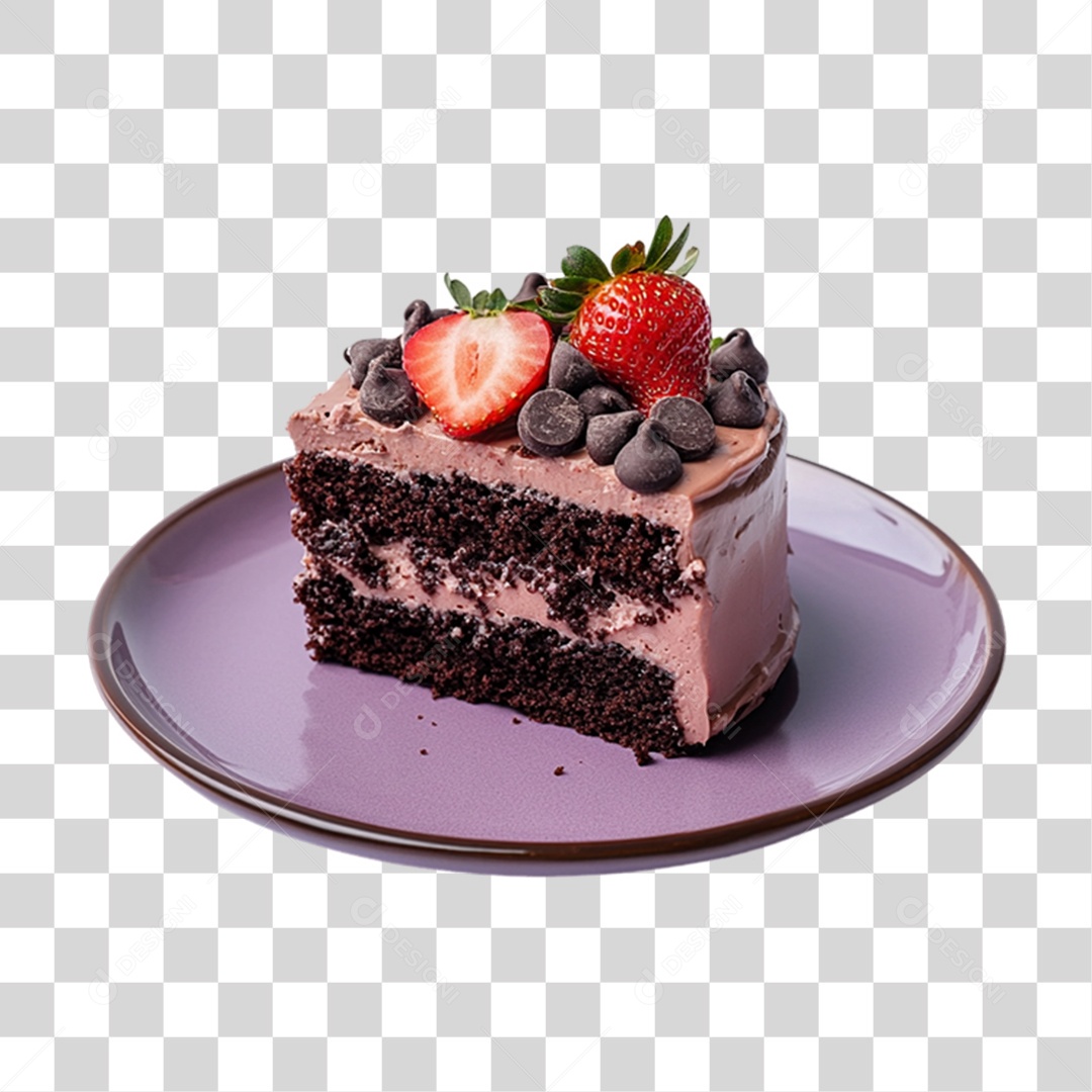 Elemento 3D Bolo no Prato PNG Transparente