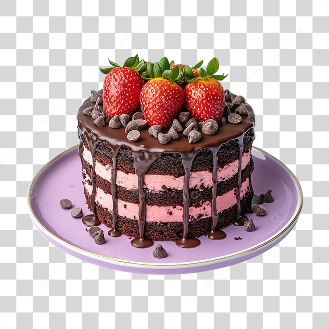 Elemento 3D Bolo no Prato PNG Transparente