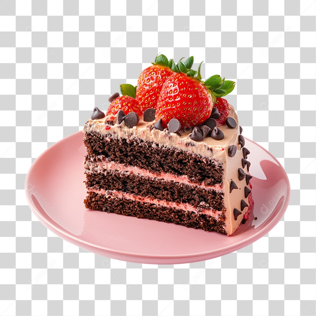 Elemento 3D Bolo no Prato PNG Transparente
