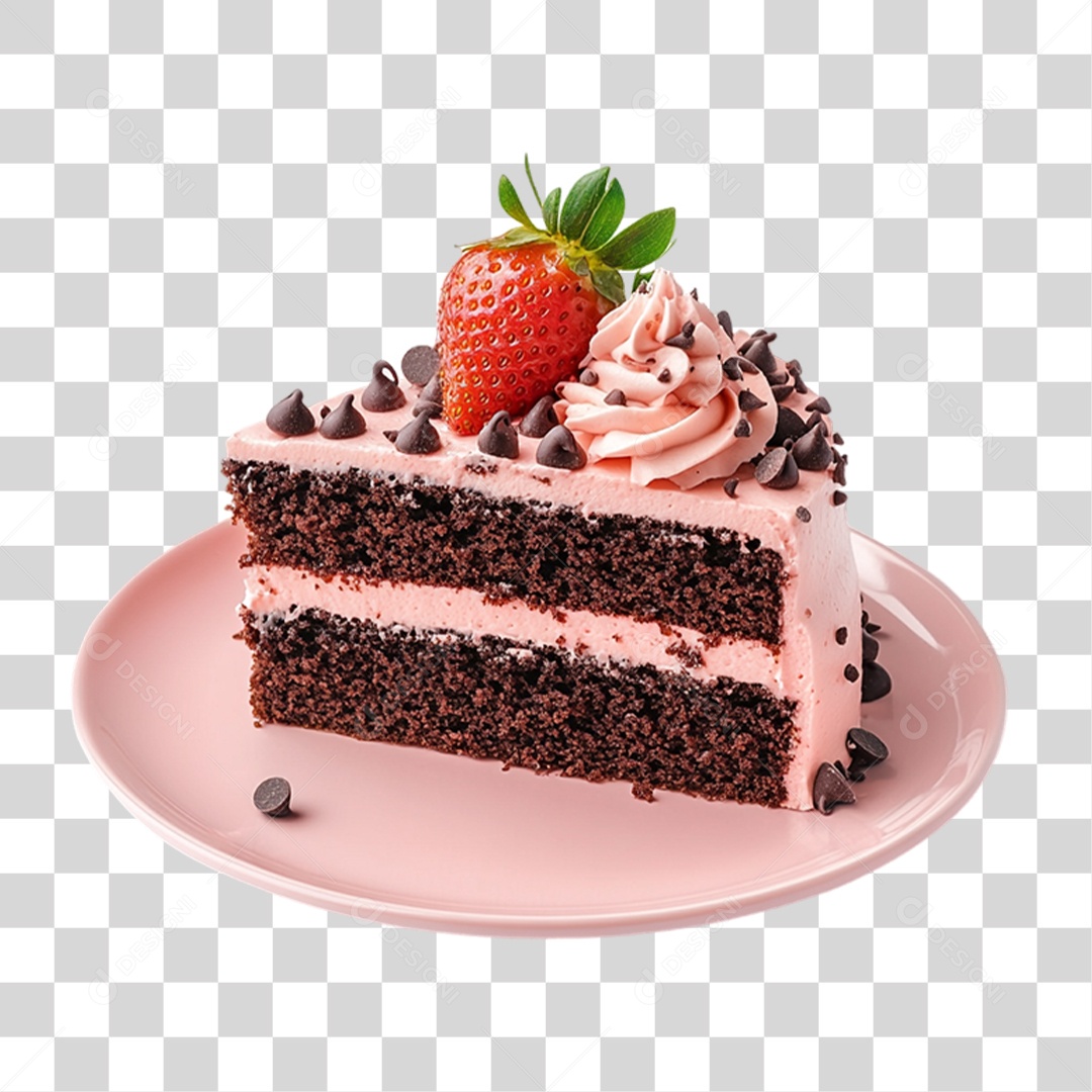Elemento 3D Bolo no Prato PNG Transparente