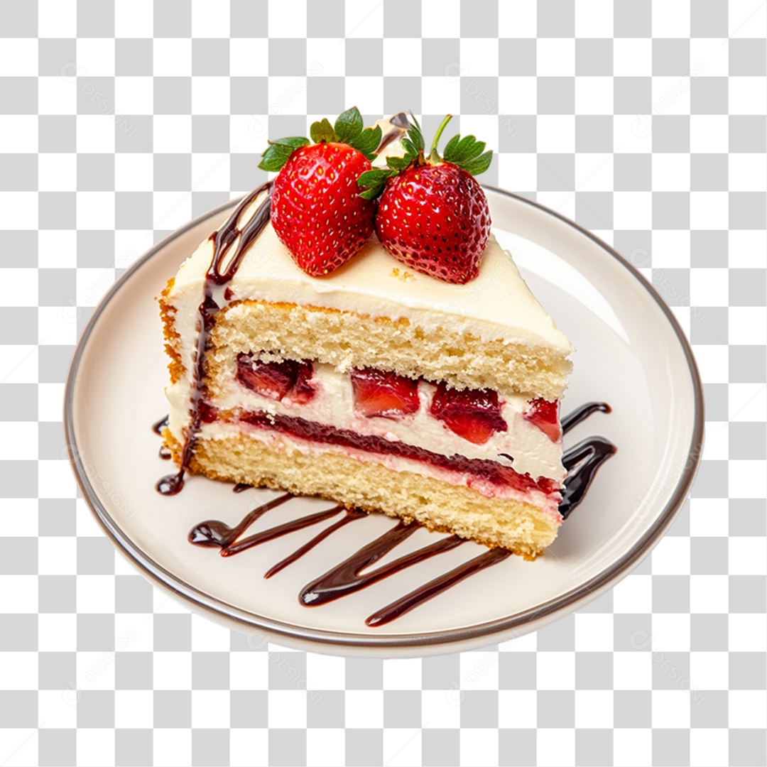 Elemento 3D Bolo no Prato PNG Transparente