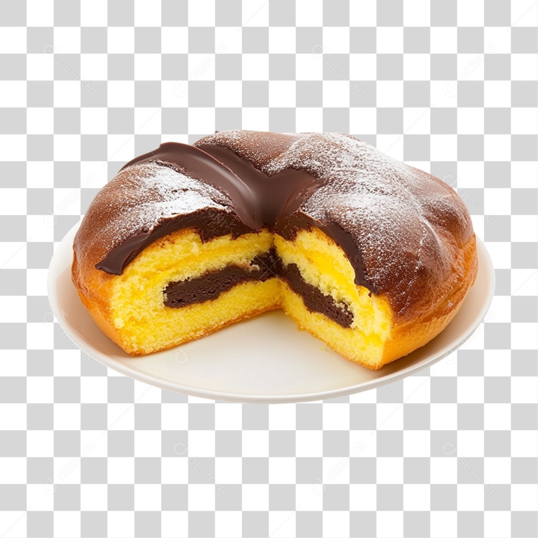 Elemento 3D Bolo no Prato PNG Transparente