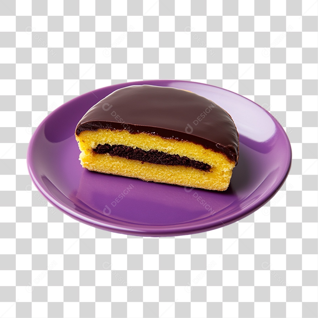 Elemento 3D Bolo no Prato PNG Transparente