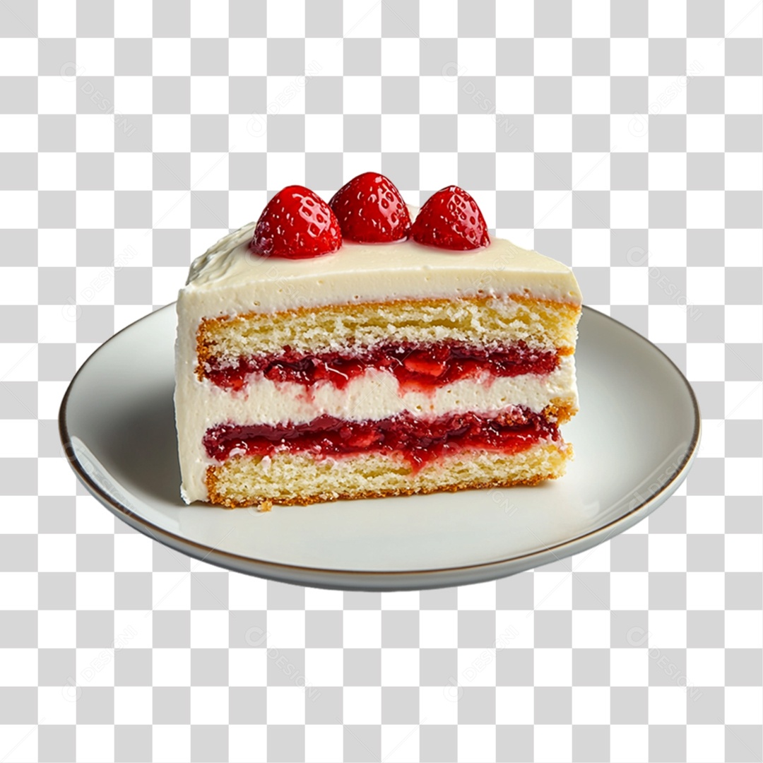 Elemento 3D Bolo no Prato PNG Transparente