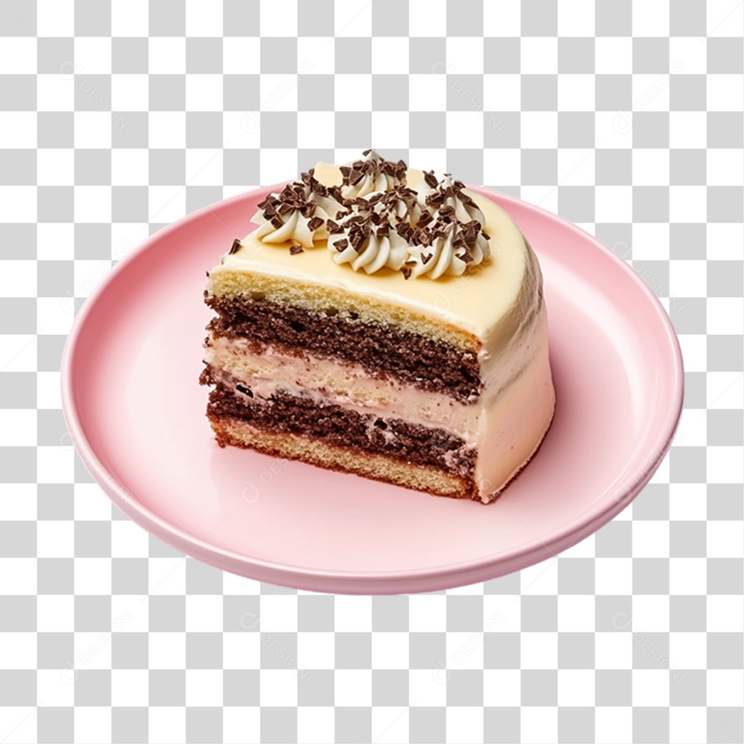 Elemento 3D Bolo no Prato PNG Transparente