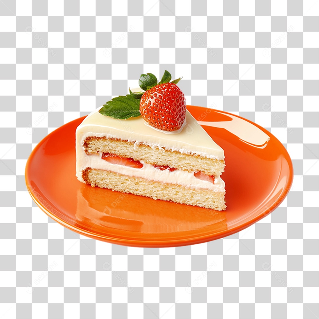 Elemento 3D Bolo no Prato PNG Transparente