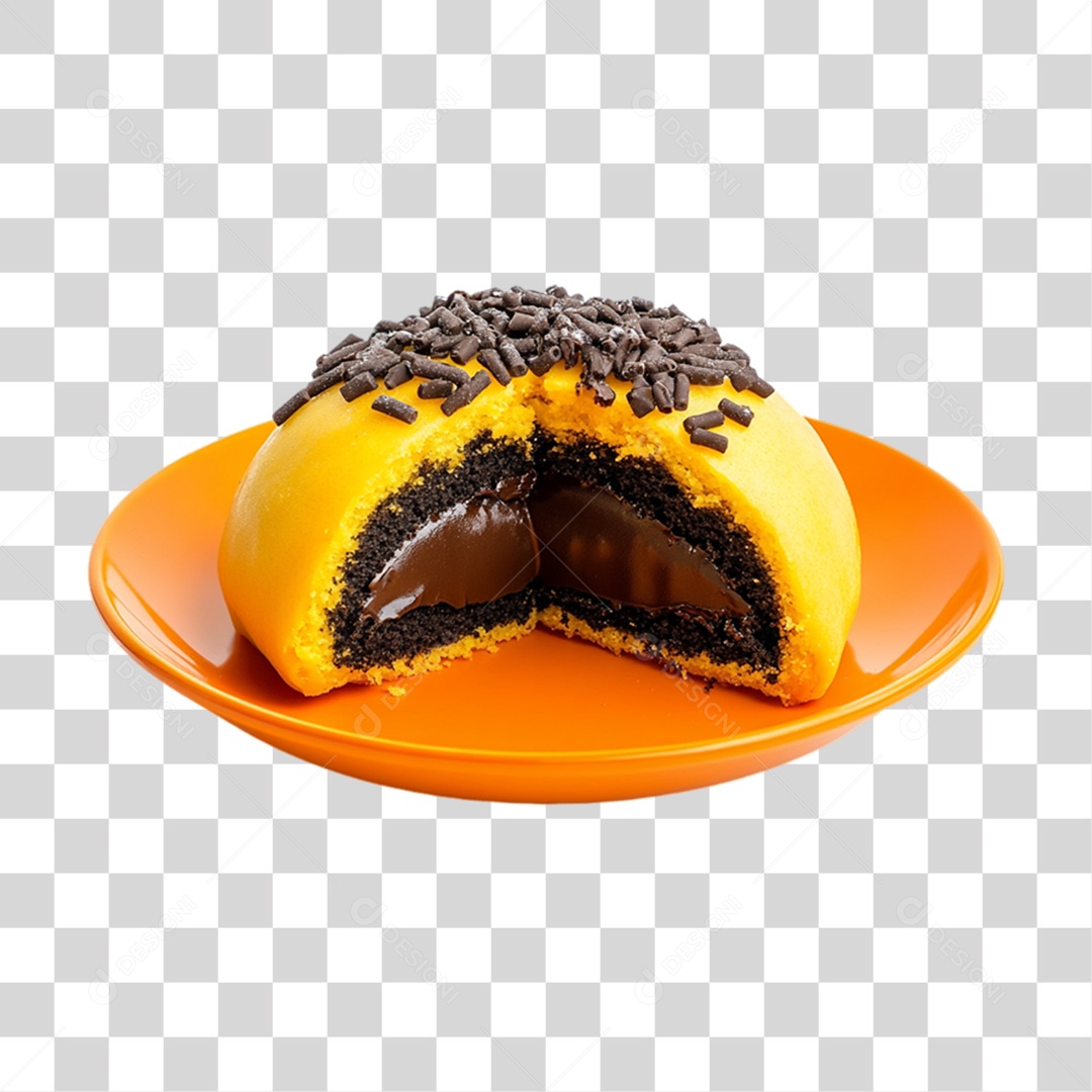 Elemento 3D Bolo no Prato PNG Transparente