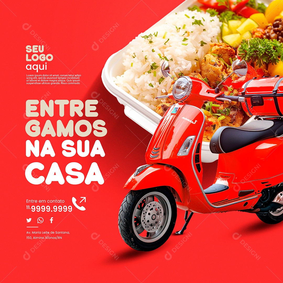 Restaurante Entregamos Na Sua Casa Social Media PSD Editável