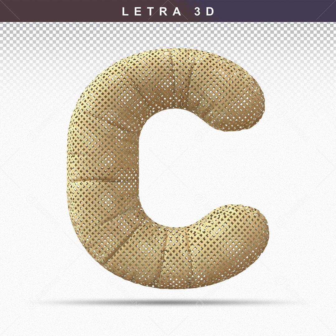 Letra 3D C Balão Dourado Para Composição PSD