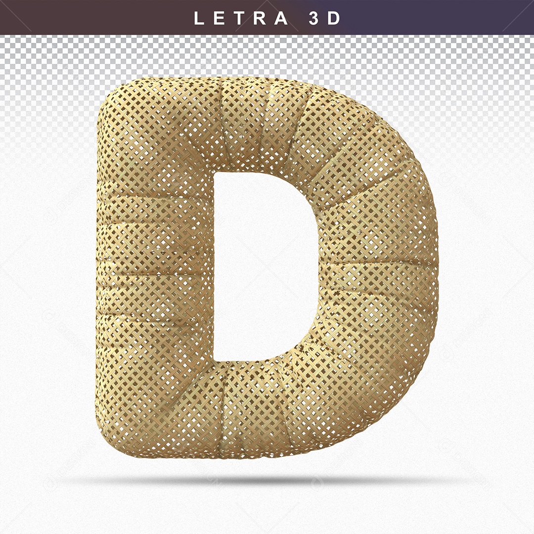 Letra 3D D Balão Dourado Para Composição PSD