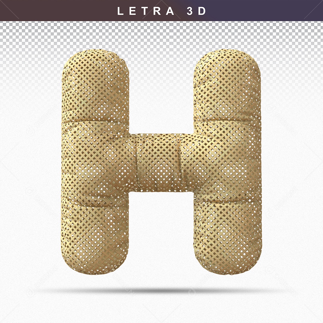 Letra 3D H Balão Dourado Para Composição PSD
