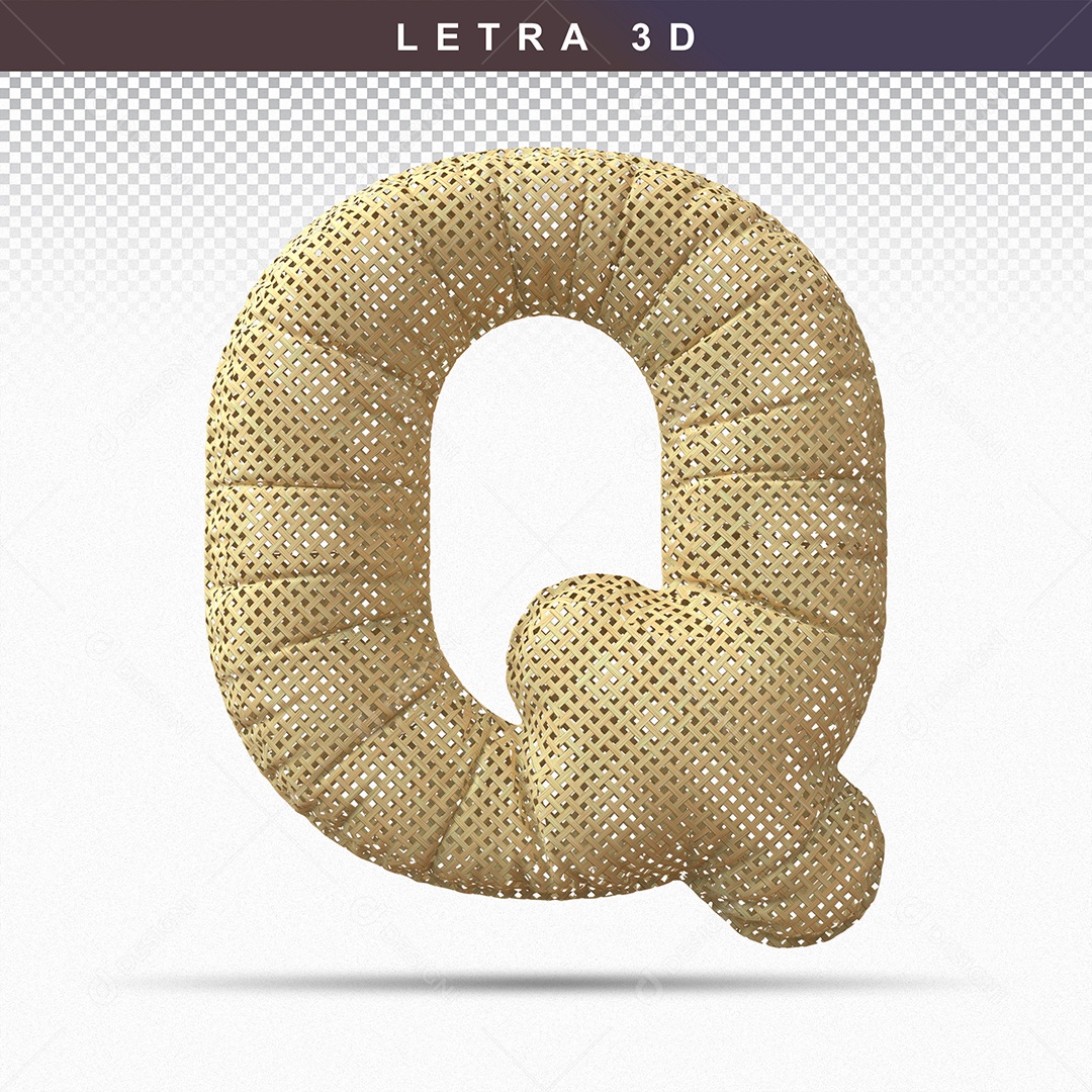 Letra 3D Q Balão Dourado Para Composição PSD