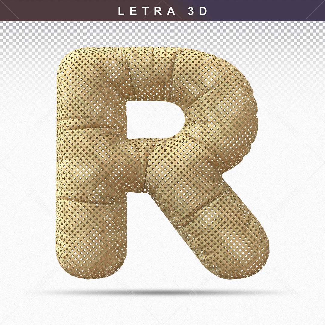 Letra 3D R Balão Dourado Para Composição PSD