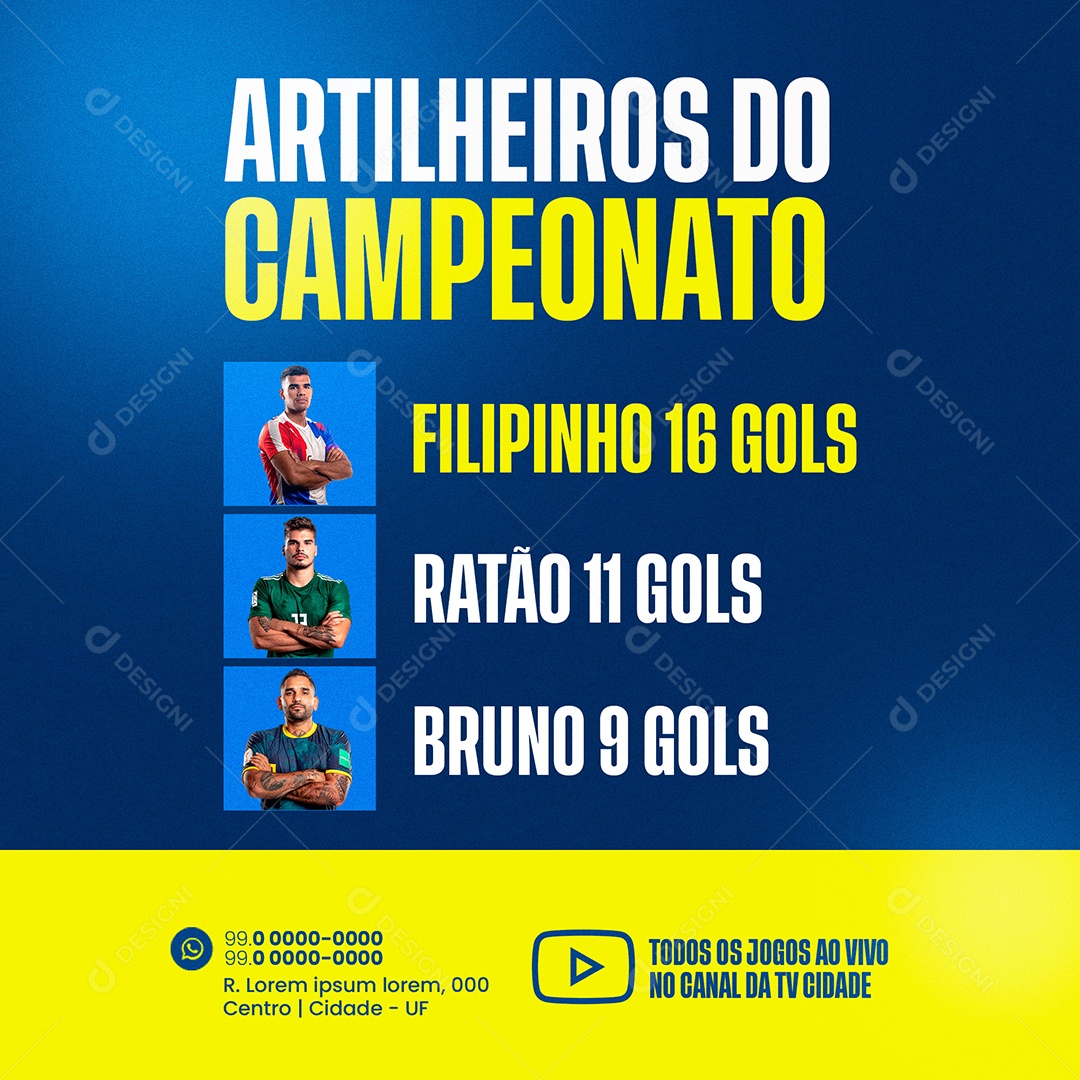 Artilheiros do Campeonato Social Media PSD Editável