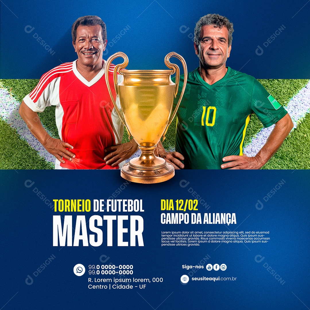 Torneio de Futebol Master Social Media PSD Editável
