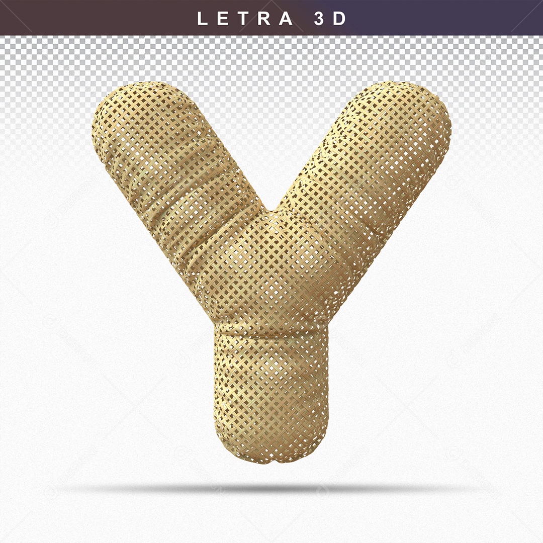 Balão de Letra Y Maiúscula Elemento 3D Dourado  para Composição PSD