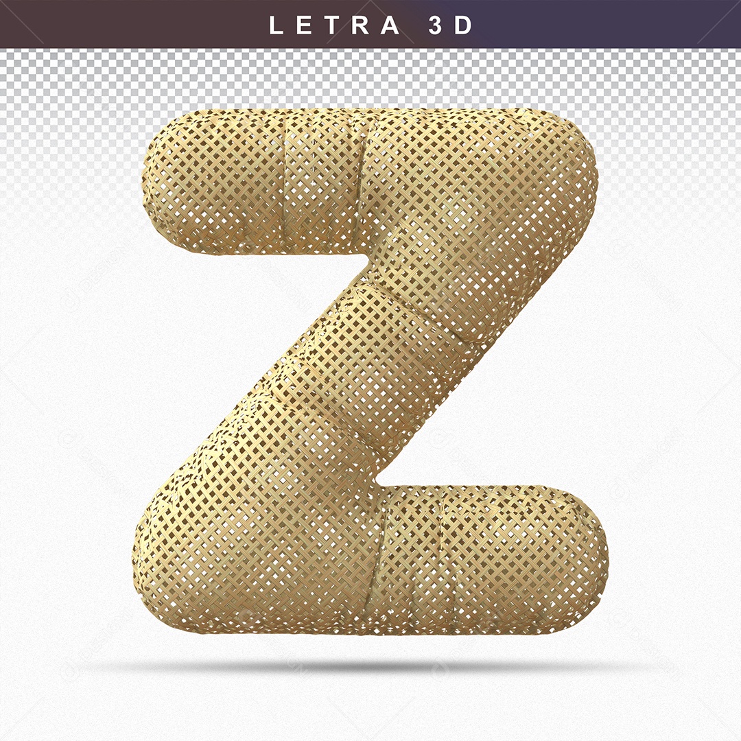 Balão de Letra Z Maiúscula Elemento 3D Dourado para Composição PSD