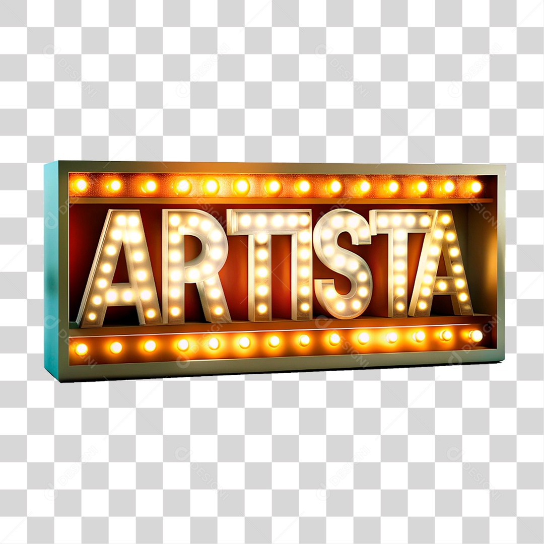 Selo 3D Artista Placa leds luzes festas bares PNG Transparente