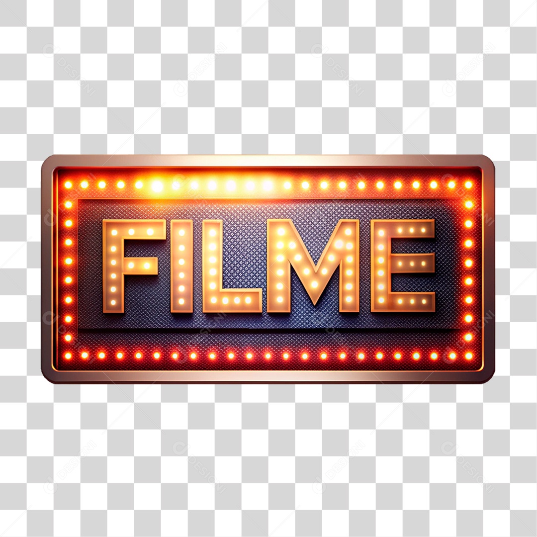 Elemento 3D Filme Placa de Metal com Leds PNG Transparente