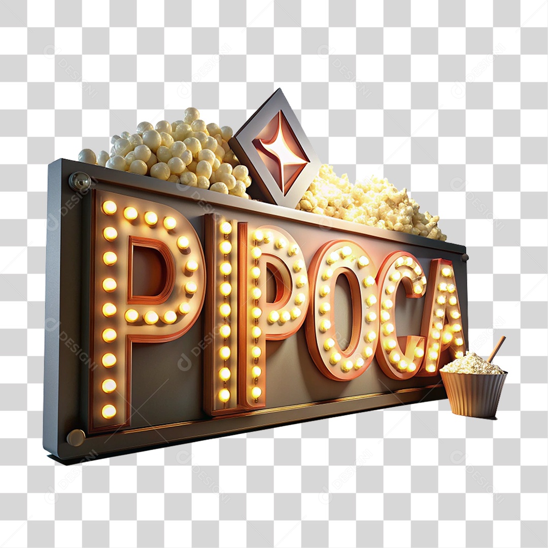 Placa de Metal Pipoca Luzes Neon Lâmpadas PNG Transparente