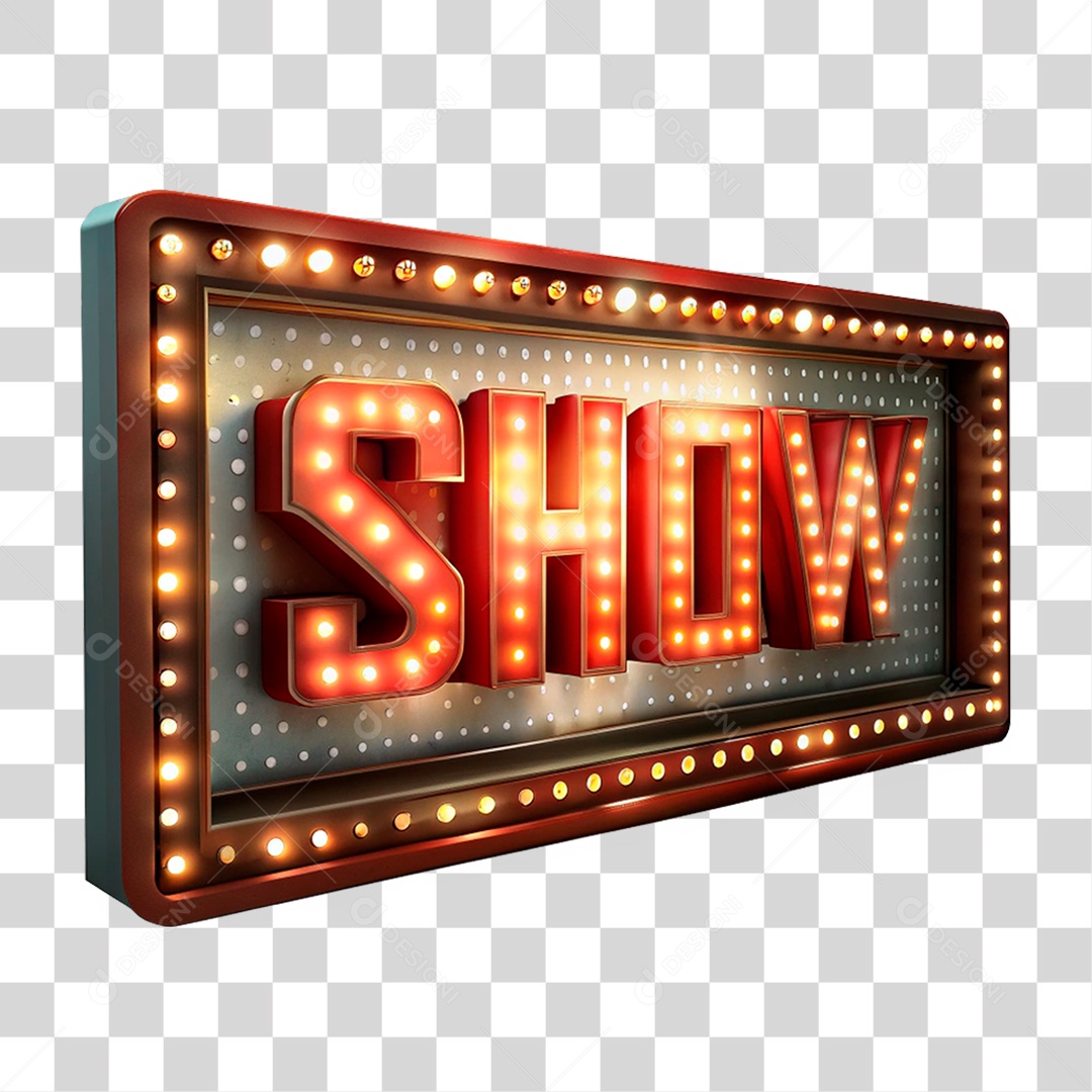 Elemento 3D Show Placa de Metal com Leds PNG Transparente