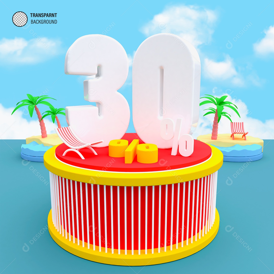 Desconto de 30% no OFF Elemento 3D para Composição PSD