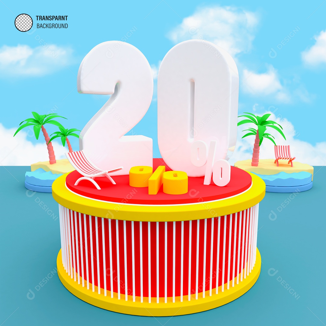 Desconto de 20% no OFF Elemento 3D para Composição PSD