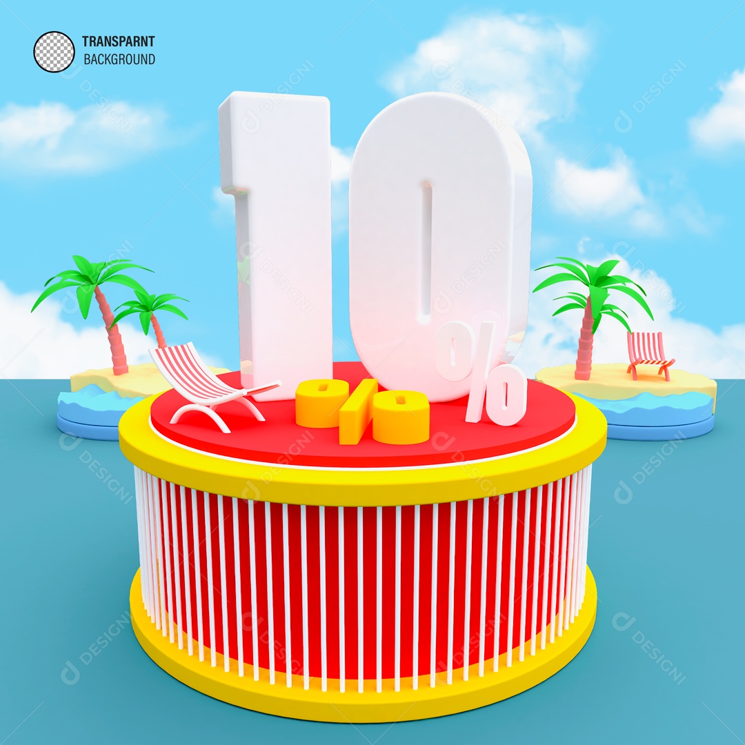 Desconto de 10% no OFF Elemento 3D para Composição PSD