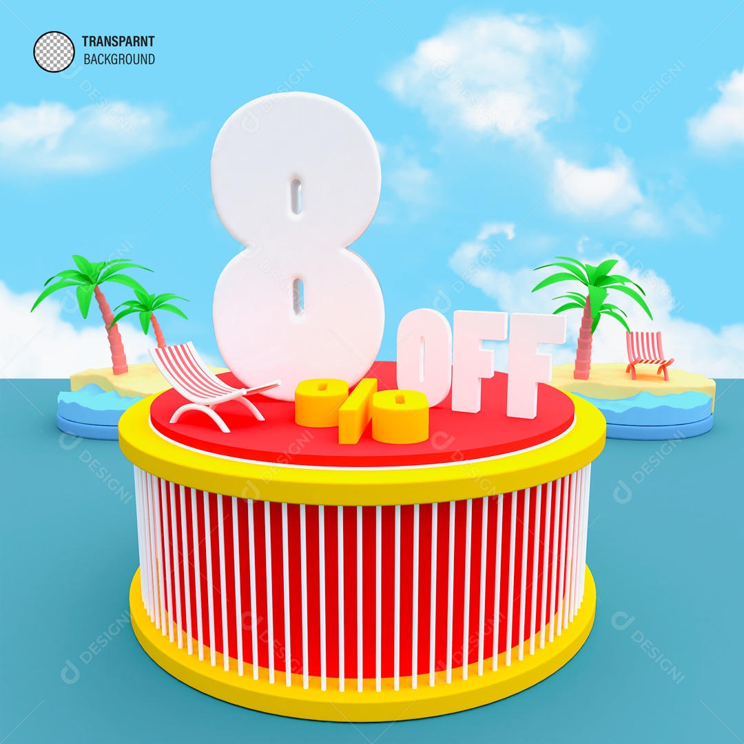 Desconto de 8% no OFF Elemento 3D para Composição PSD