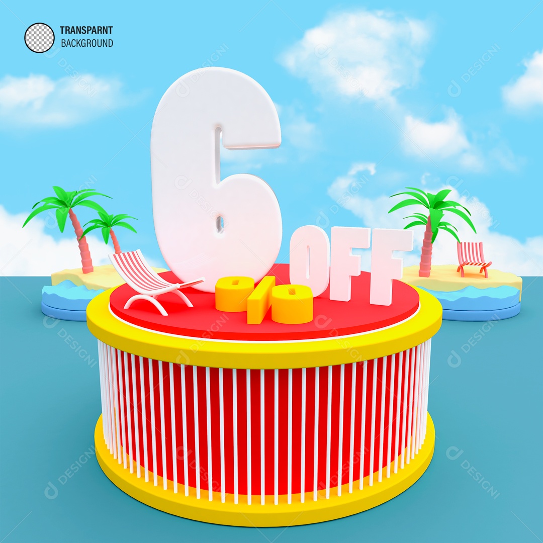 Desconto de 6% no OFF Elemento 3D para Composição PSD