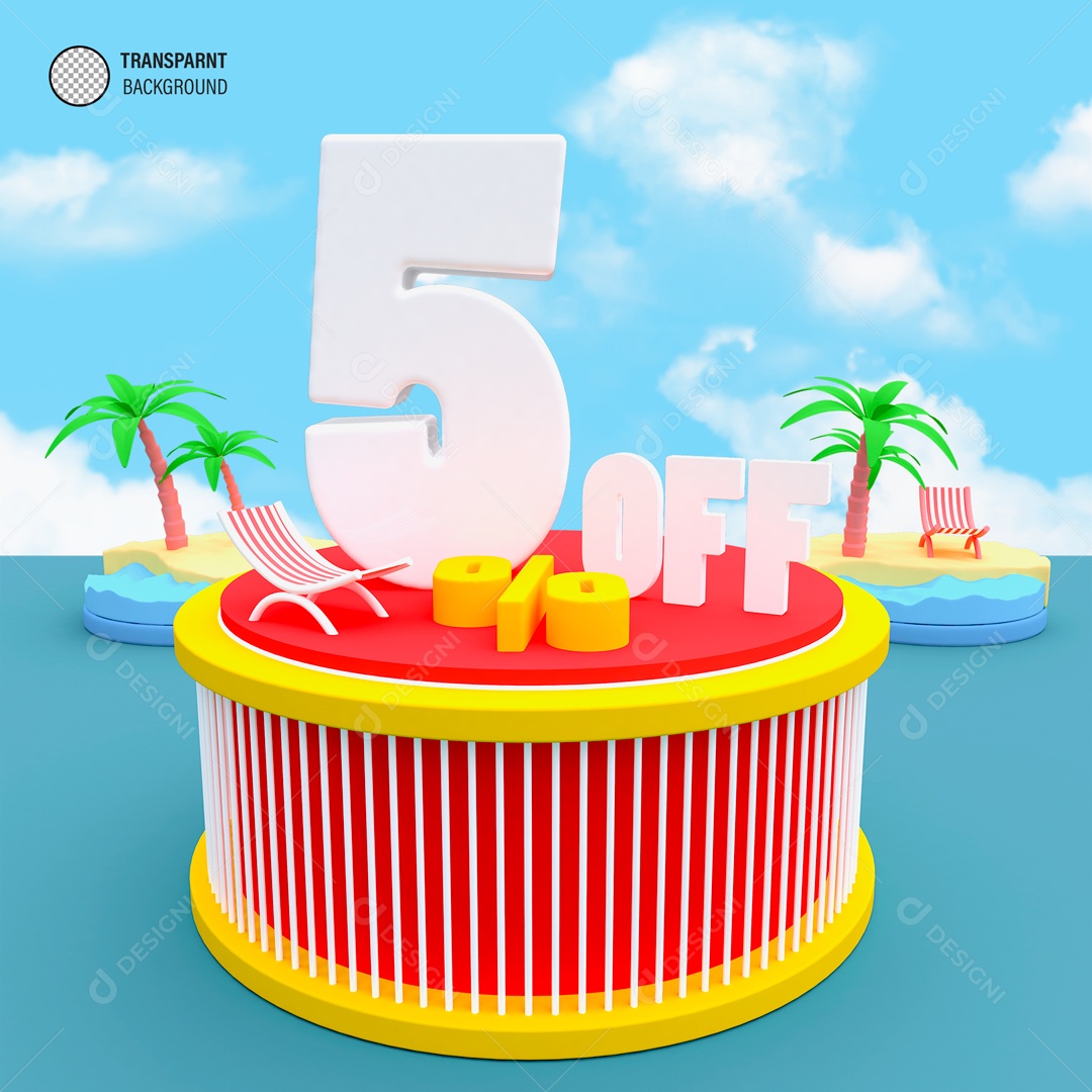 Desconto de 5% no OFF Elemento 3D para Composição PSD