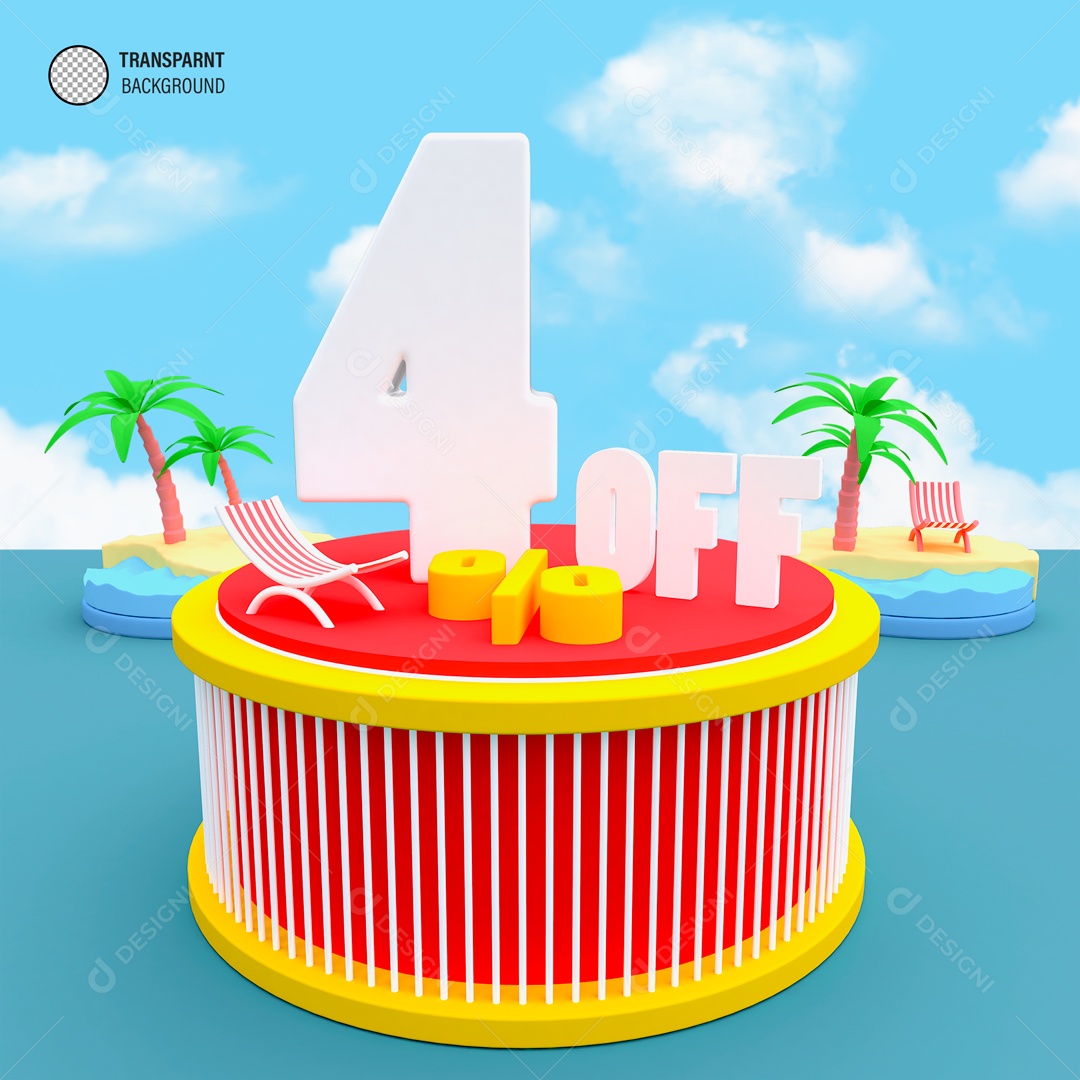 Desconto de 4% no OFF Elemento 3D para Composição PSD
