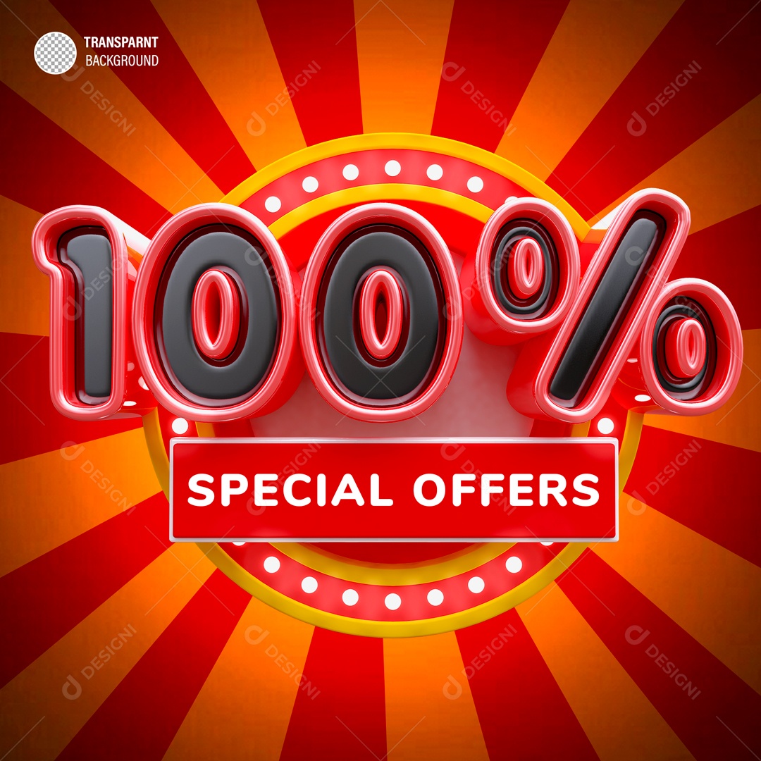 Desconto de 100% Elemento 3D Preto e Vermelho para Composição PSD