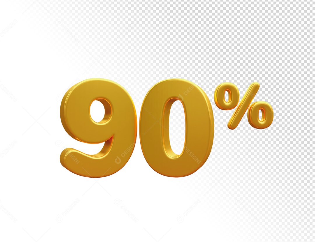 Desconto de 90% Elemento 3D Dourado para Composição PSD