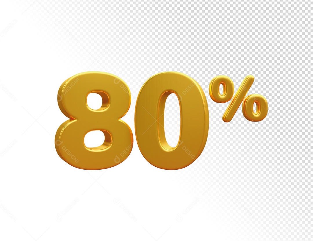 Desconto de 80% Elemento 3D Dourado para Composição PSD