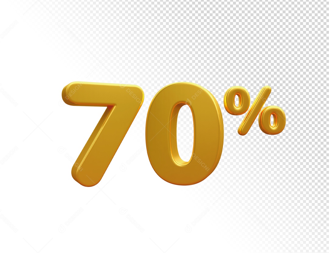 Desconto de 70% Elemento 3D Dourado para Composição PSD