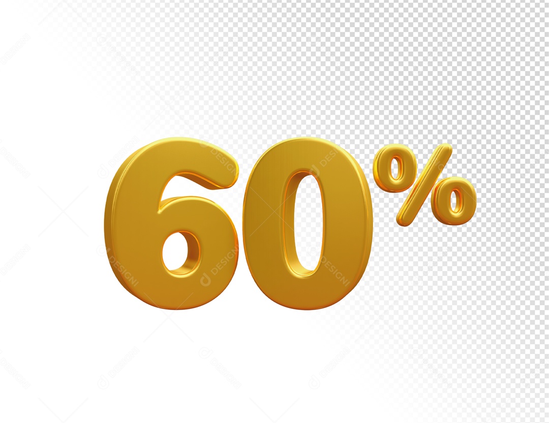 Desconto de 60% Elemento 3D Dourado para Composição PSD