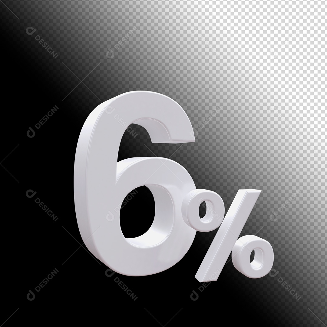 Desconto de 6% Elemento 3D Branco para Composição PSD