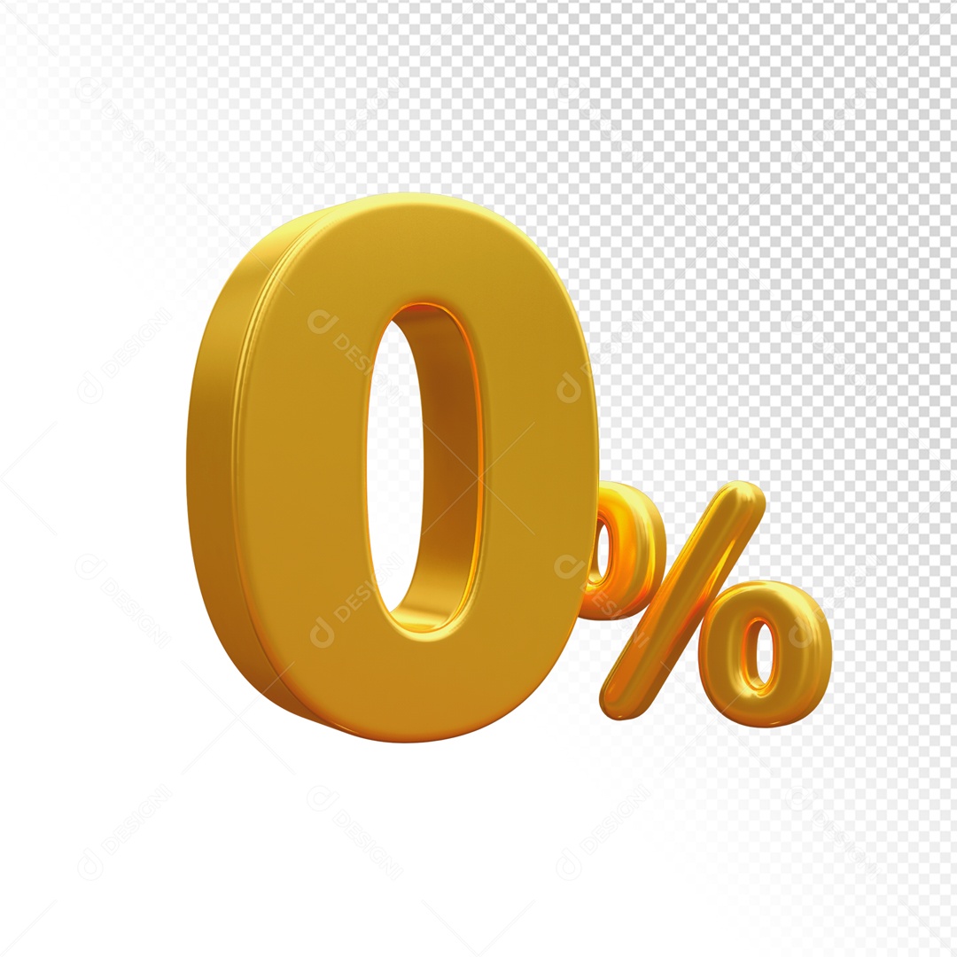 Desconto de 0% Elemento 3D Dourado para Composição PSD