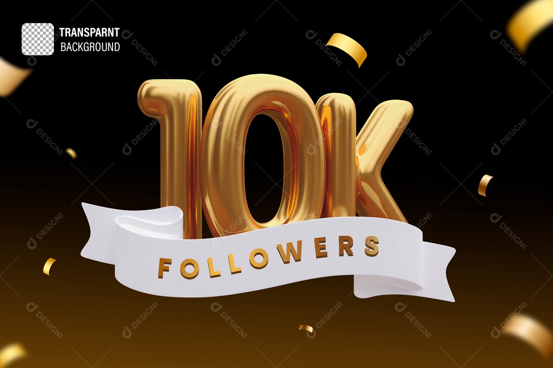 Seguidores 10K Elemento 3D para Composição PSD