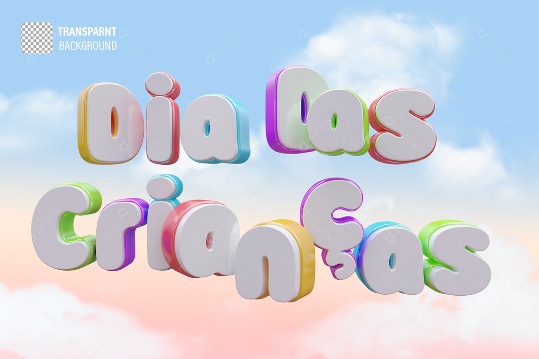 Dia das Crianças Selo 3D para Composição PSD