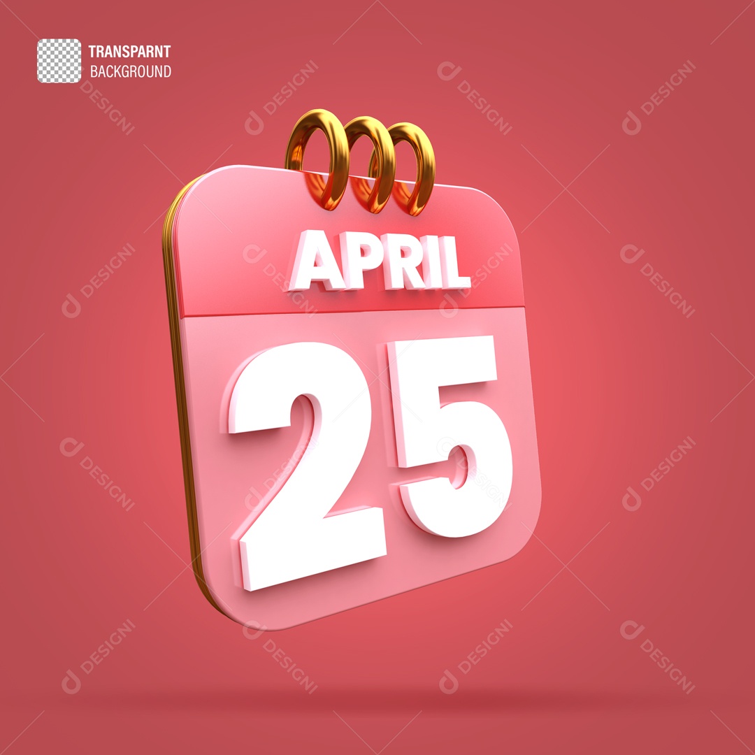 Calendário 25 Elemento 3D para Composição PSD