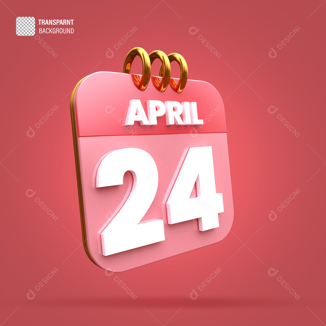 Calendário 24 Elemento 3D para Composição PSD
